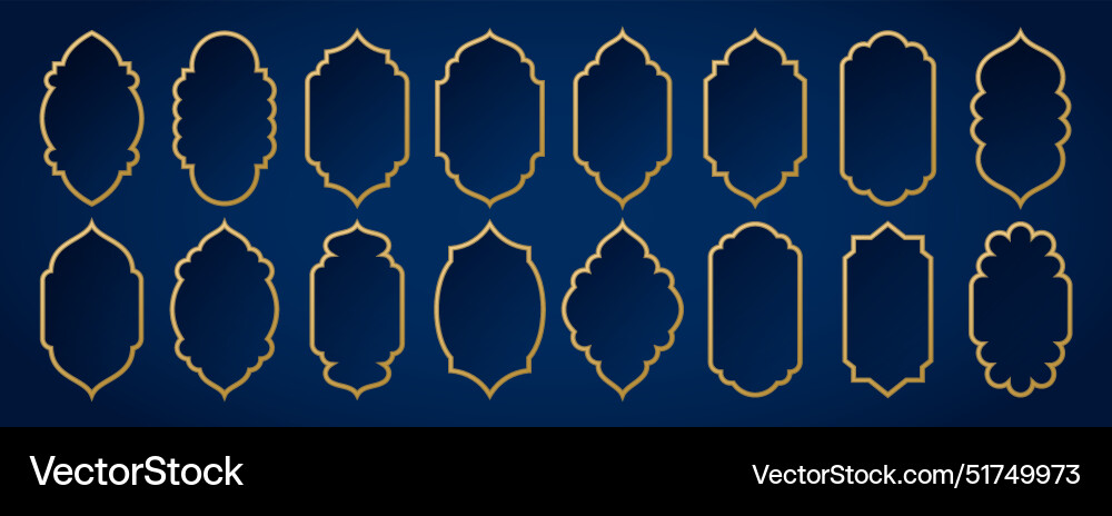 Gold traditional islamic window shape muslim Gold traditional islamic window shape muslim vector image