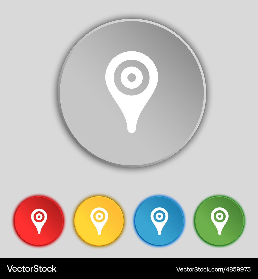 Map pointer gps location icon sign symbol on five Vector Image
