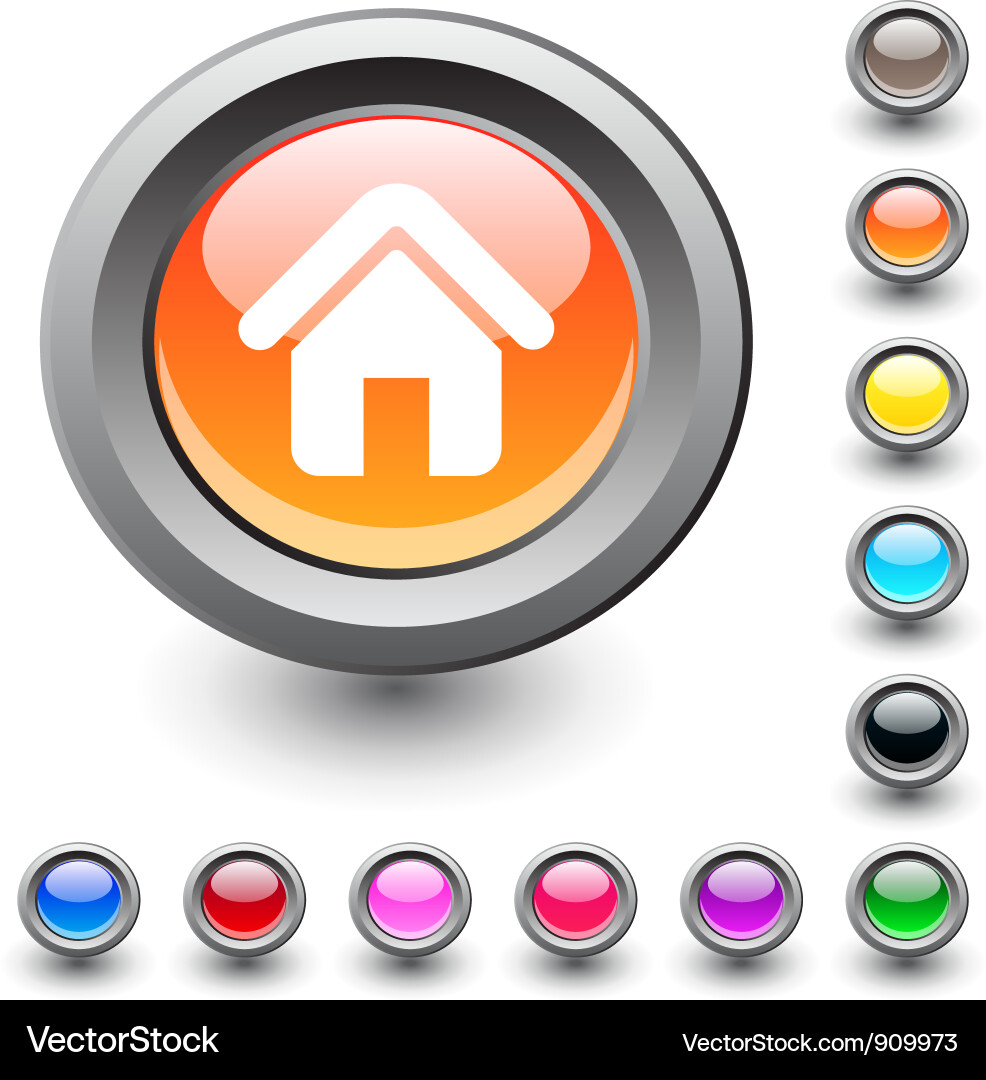 Round Home Button - Shiny Icon Vector Image
