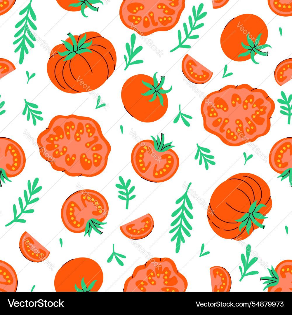 Seamless pattern with red tomatoes on a white Seamless pattern with red tomatoes on a white vector image