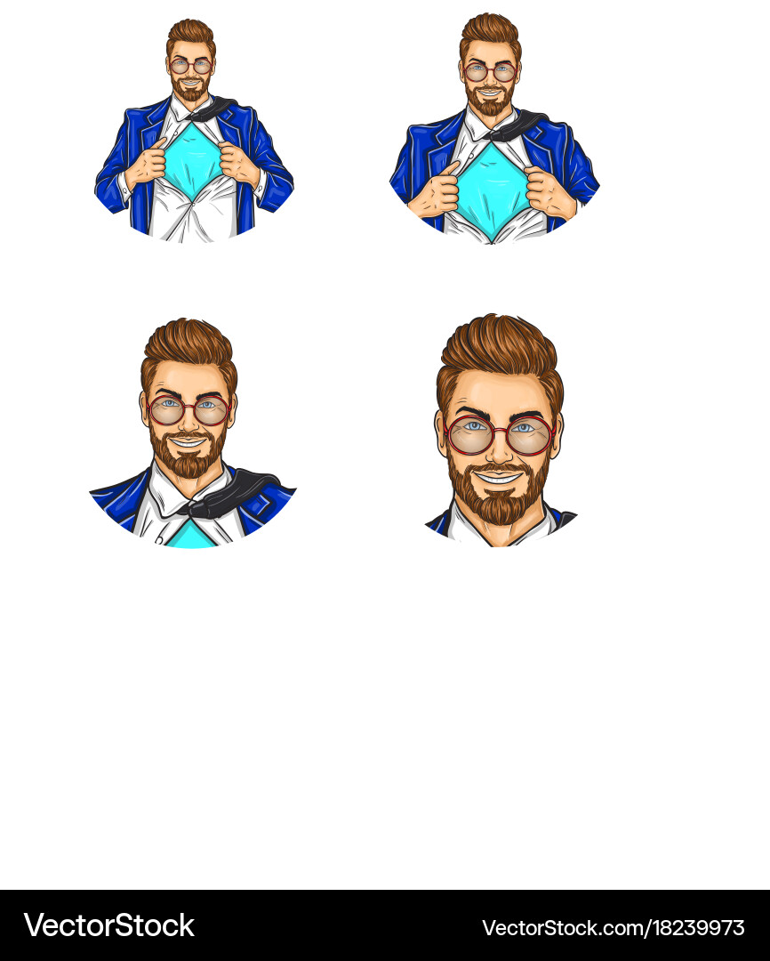Set of pop art round avatar icons for users vector image