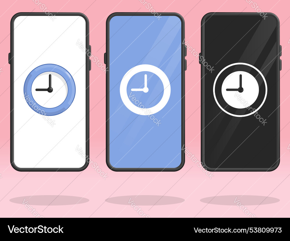 Smartphone clock silhouette timer screen display Vector Image