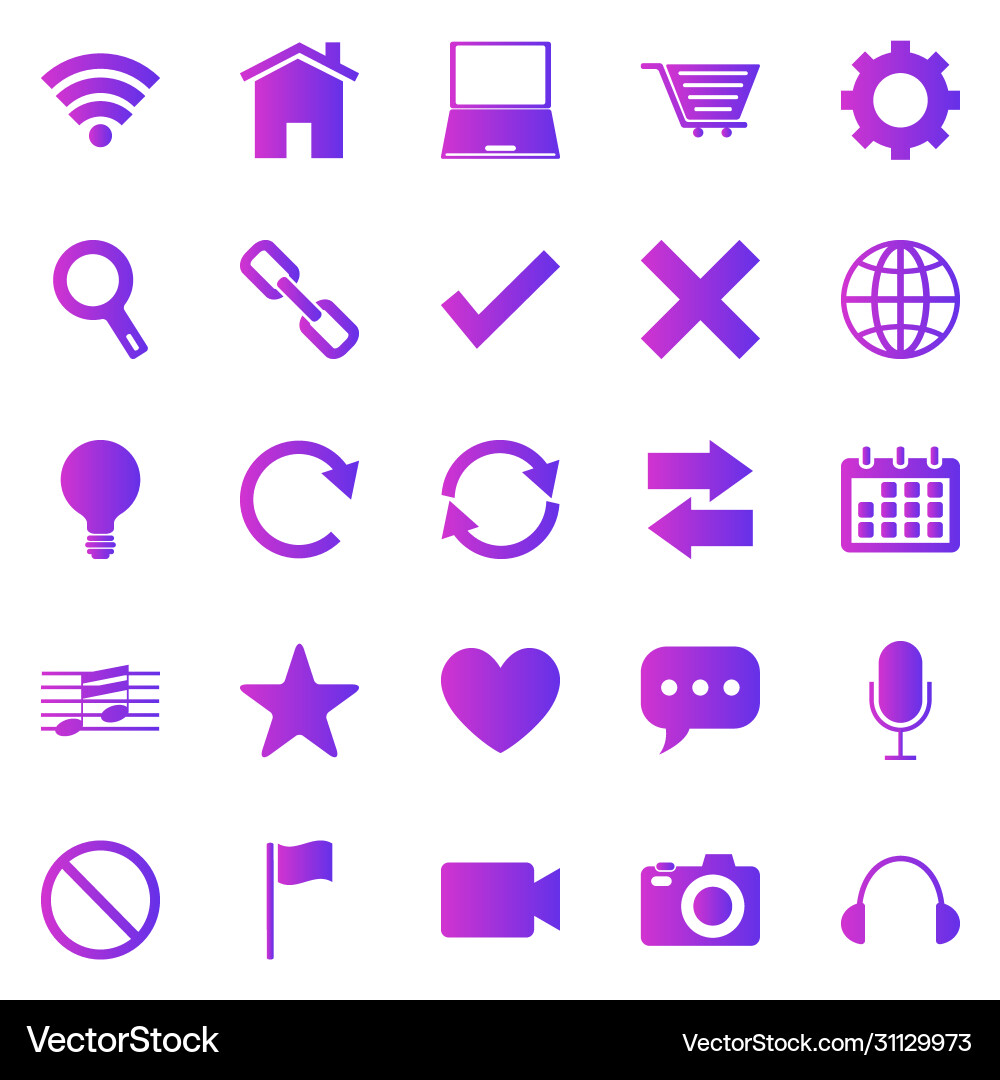 Web gradient icons on white background Web gradient icons on white background vector image