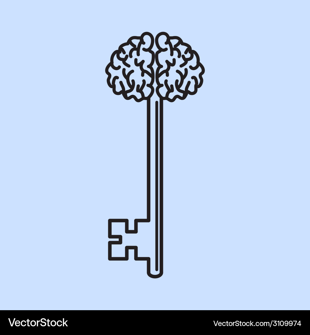 Abstract key with handle like brain vector image
