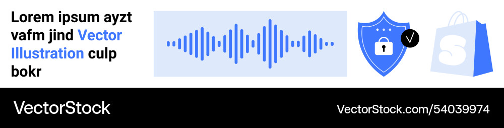 Secure shopping with audio waveform and shield Secure shopping with audio waveform and shield vector image