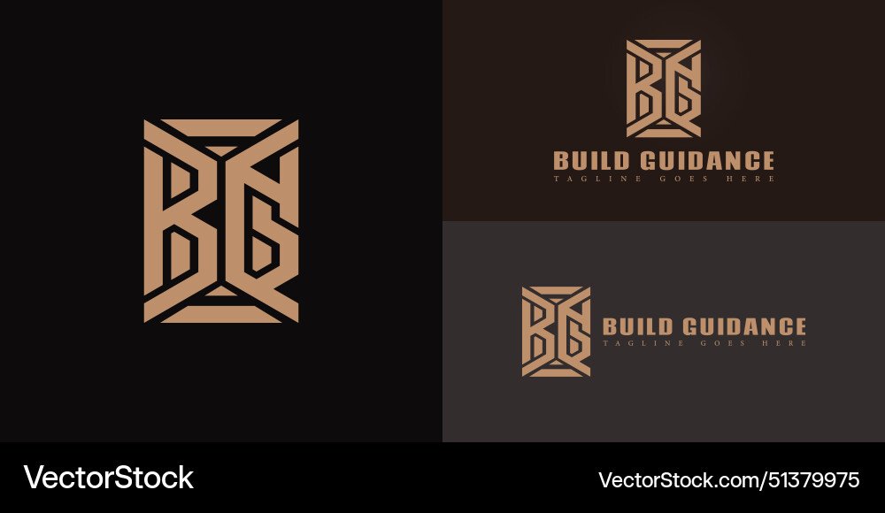 Abstract initial rectangle letter bg or gb logo Vector Image
