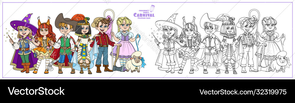 Children in carnival costumes wizard egyptian Children in carnival costumes wizard egyptian vector image