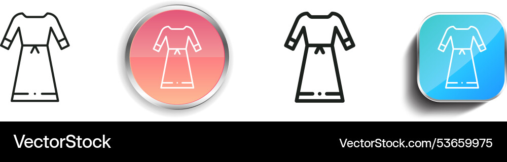 Dress icon thin linear regular and button style Dress icon thin linear regular and button style Vector Image