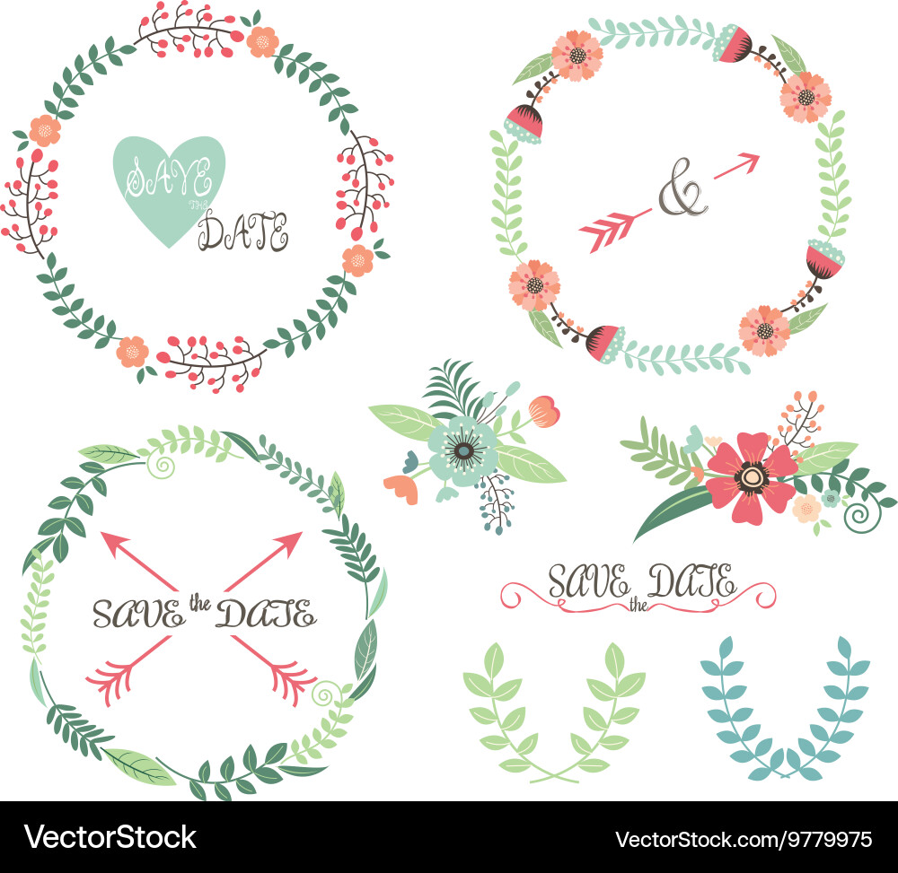 Floral Wedding Laurel Wreath Vector Image