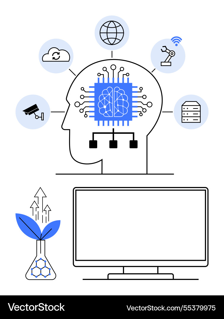 Integration von ai Cloud Computing und Robotik Integration von ai Cloud Computing und Robotik vektorbild