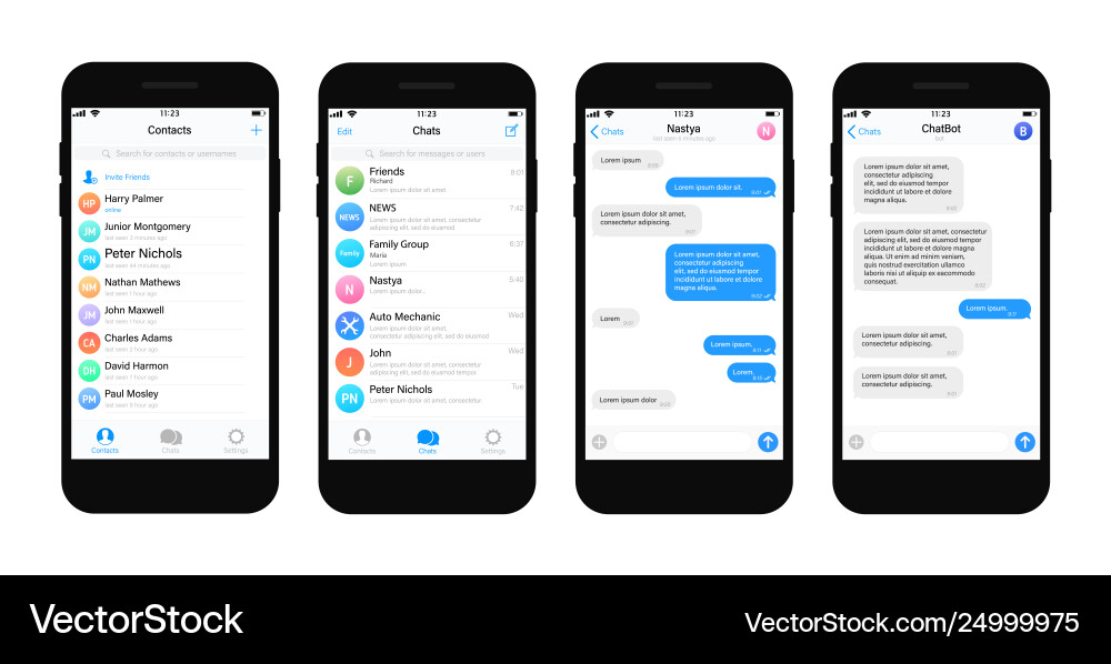 Mobile Messaging App UI Mockup vector image