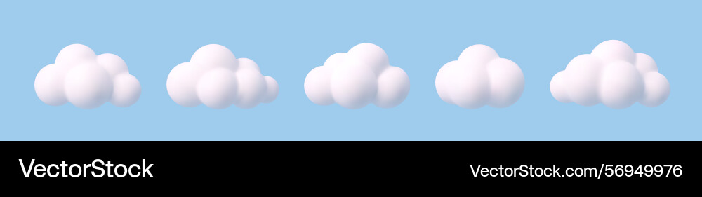 3d set realistic simple clouds 3d set realistic simple clouds vector image
