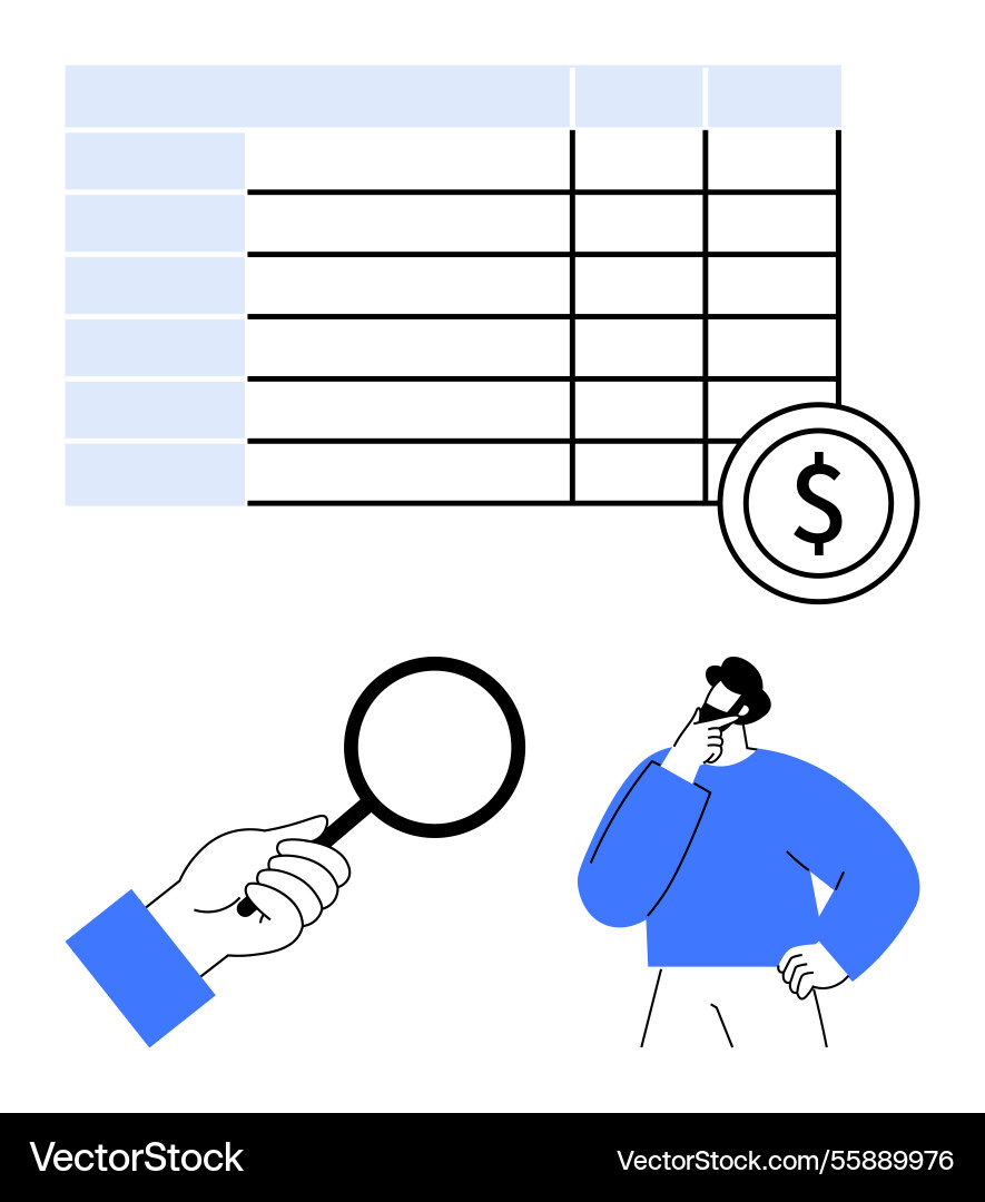 Analyzing financial data with spreadsheet Analyzing financial data with spreadsheet vector image