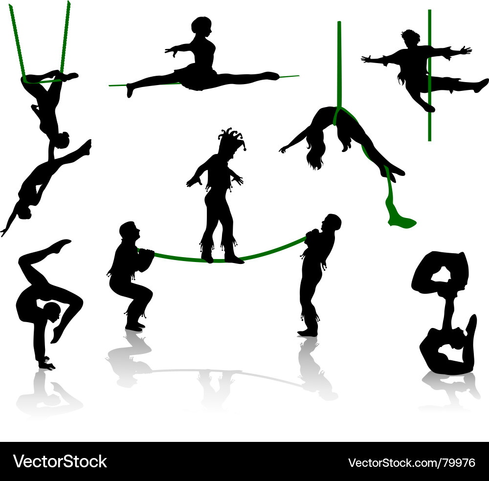 Circus Performers Silhouettes vector image