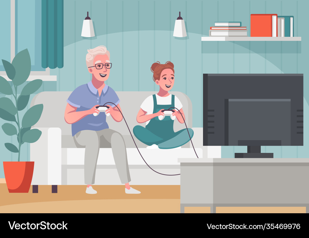 Elderly senior home cartoon Elderly senior home cartoon vector image