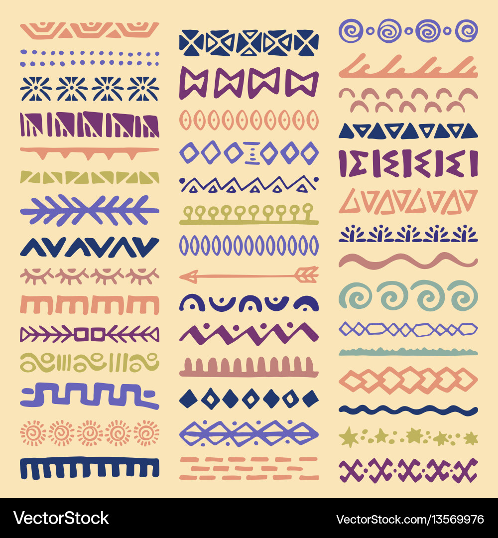 Ethnic Tribal Borders Collection Vector Image
