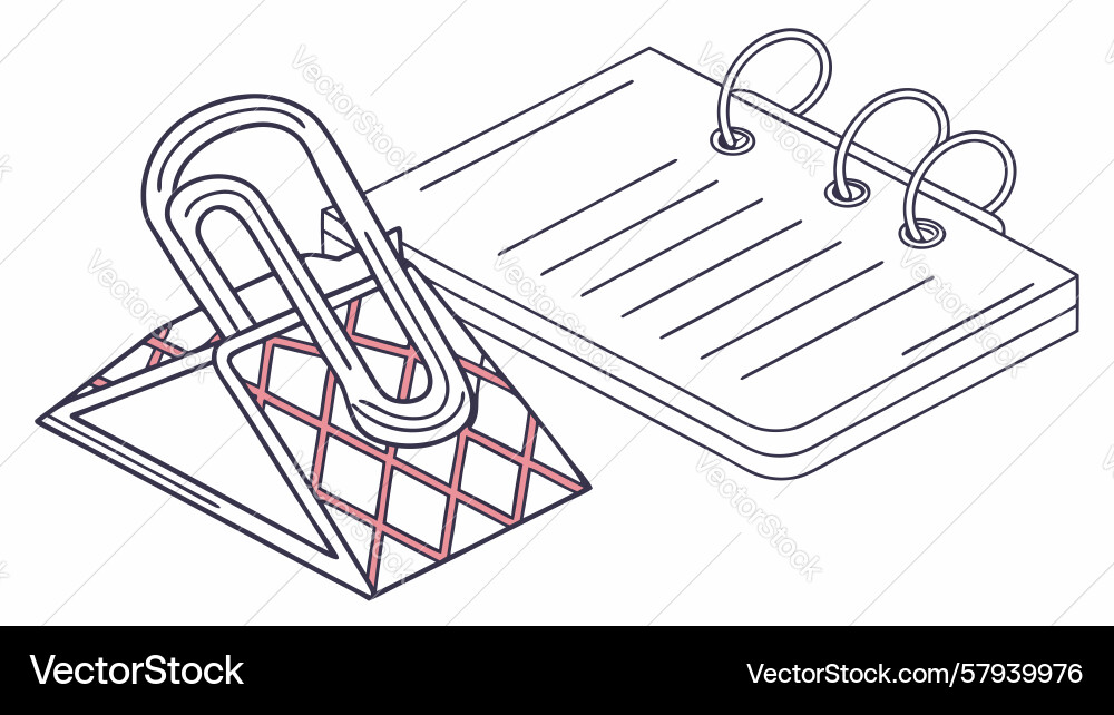 Notebook with Paperclip - Productivity Vector Image