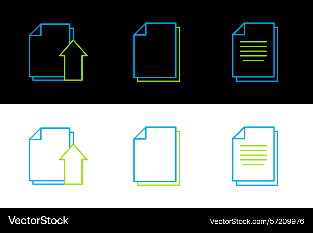 Set line document upload file and icon Set line document upload file and icon Vector Image