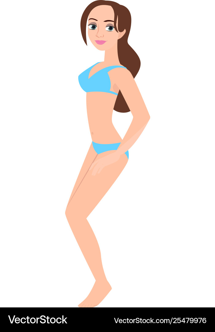 Sexy young girl with long hair in blue underwear Sexy young girl with long hair in blue underwear vector image