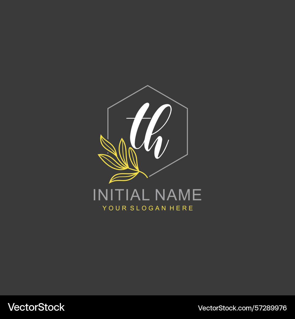 Th initial logo templates with botanical elements Th initial logo templates with botanical elements vector image