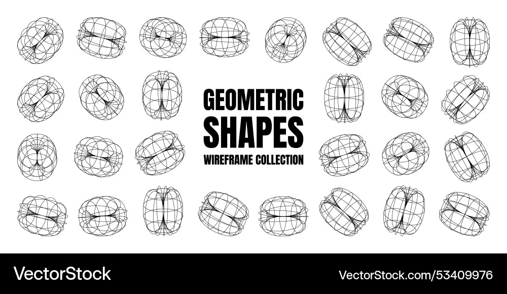 Wireframe lined shapes perspective mesh 3d grid Wireframe lined shapes perspective mesh 3d grid vector image