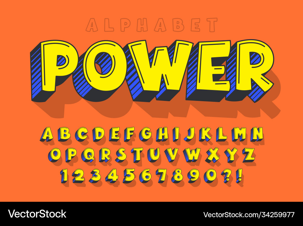 Bold 3D Alphabet Typography vector image