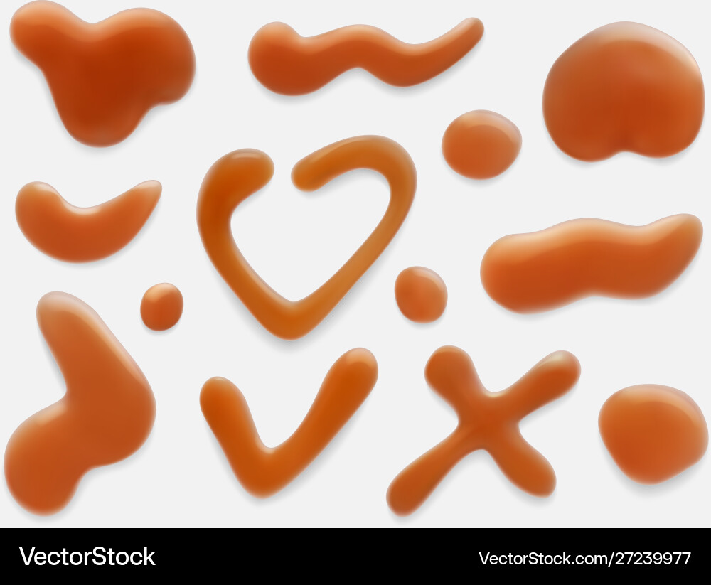 Caramel brown drops realistic Caramel brown drops realistic vector image