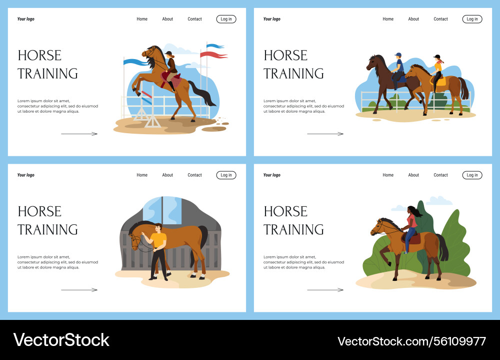 Horse ride landing page equine sport and dressage Horse ride landing page equine sport and dressage vector image