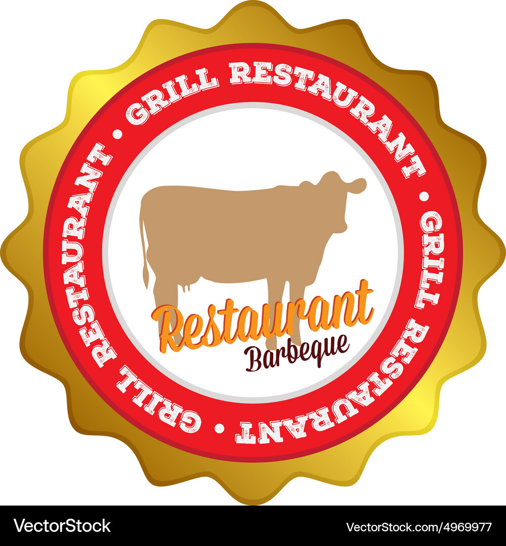 Isolated label with text and barbecue elements Vector Image