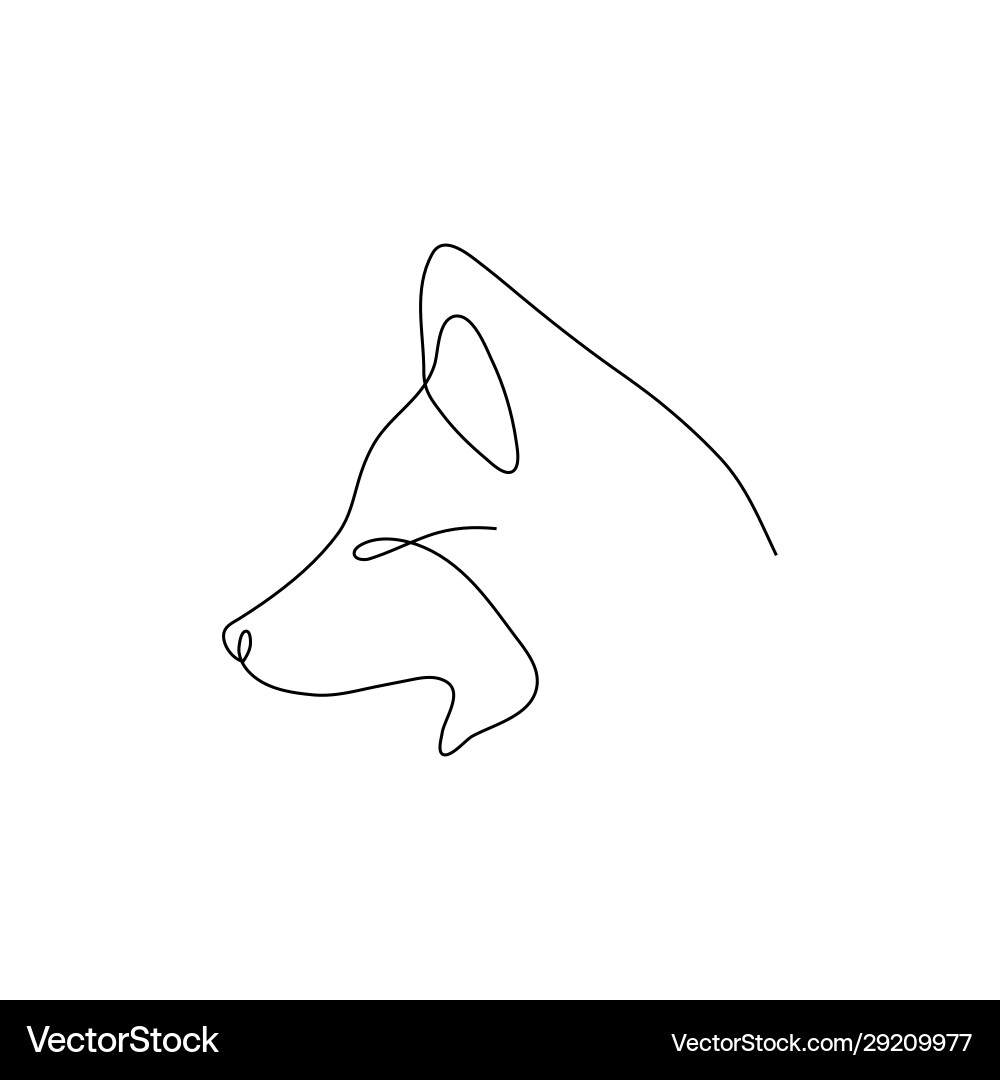 One line fox head design silhouette hand drawn One line fox head design silhouette hand drawn vector image