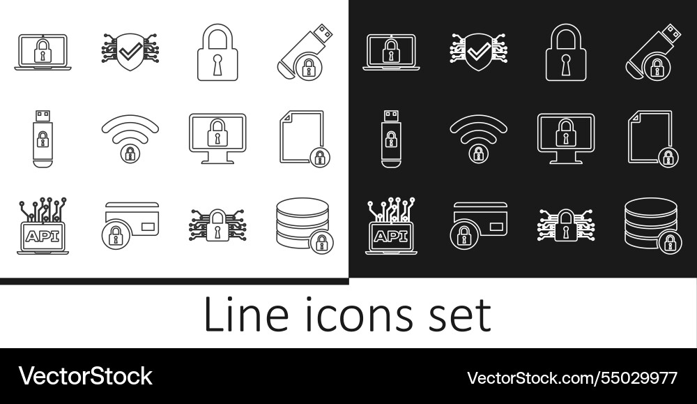 Set line server security with lock document Set line server security with lock document vector image