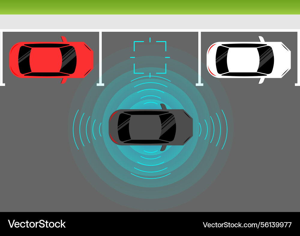 Smart car with remote sensing and sensor system Smart car with remote sensing and sensor system vector image