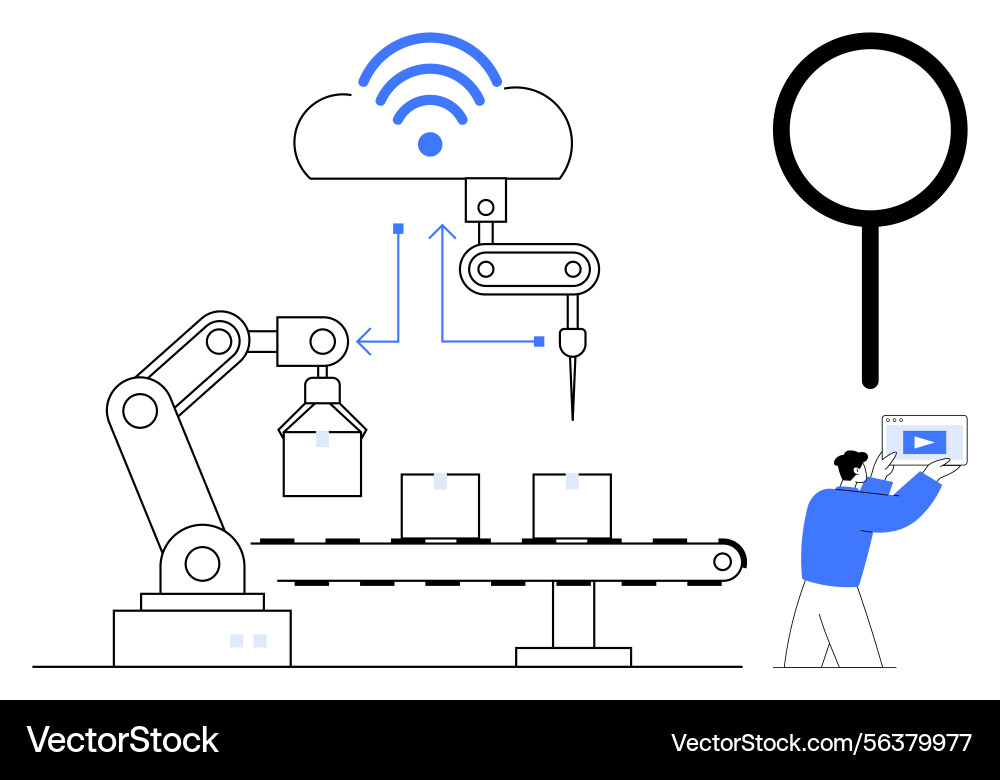 Smart factory automation with robotic arm Smart factory automation with robotic arm vector image