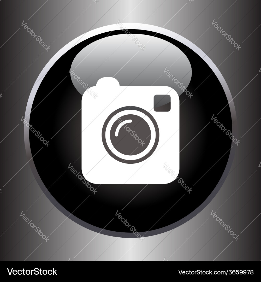 Camera simple icon on black button vector image