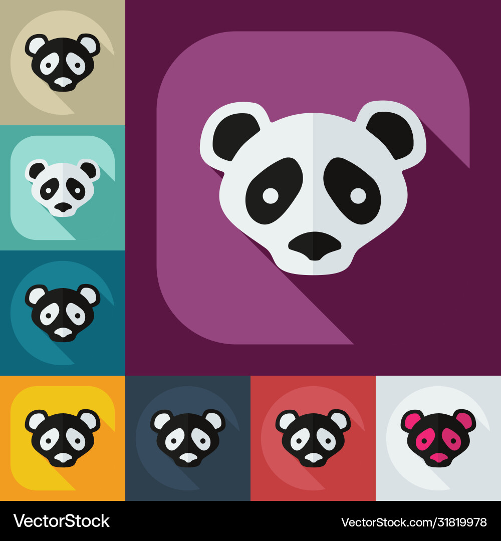 Flat modern design with shadow icons pandas vector image