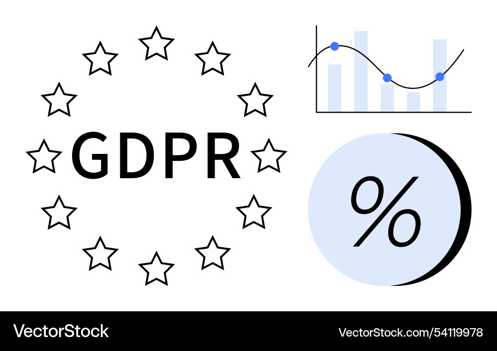 Gdpr compliance with data analytics and percentage Gdpr compliance with data analytics and percentage vector image