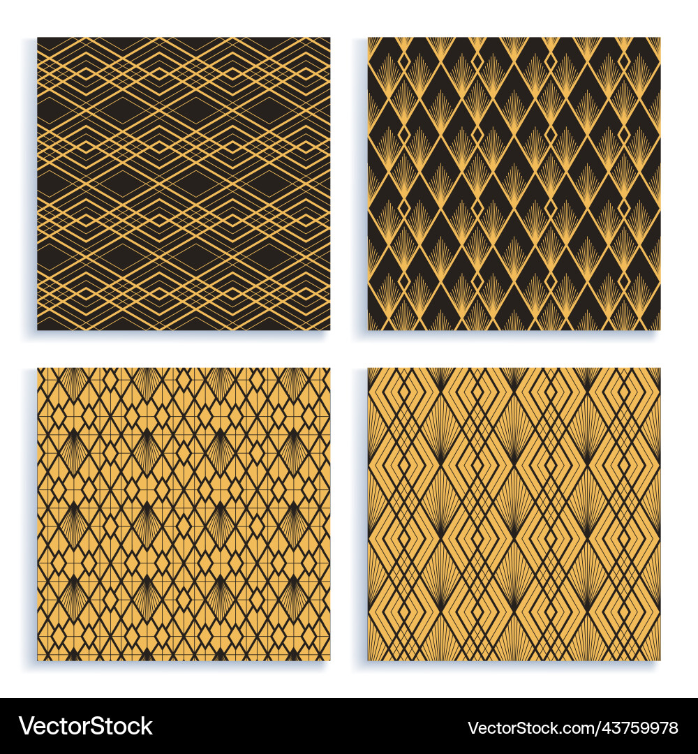 Seamless pattern in art deco style set of four Vector Image