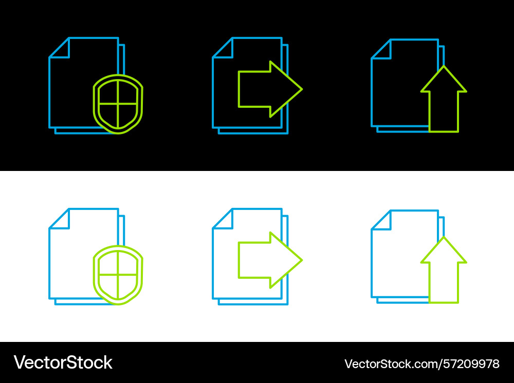 Set line upload file document protection Set line upload file document protection vector image