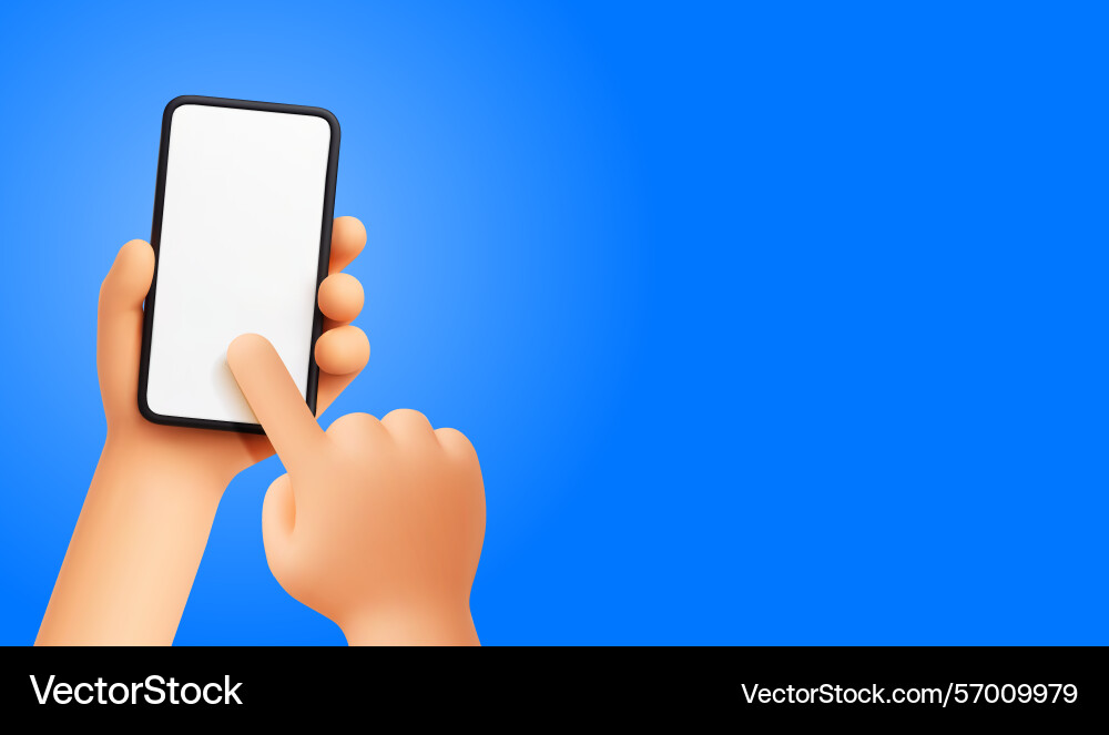 3d hands holding smartphone hand touch scroll 3d hands holding smartphone hand touch scroll Vector Image