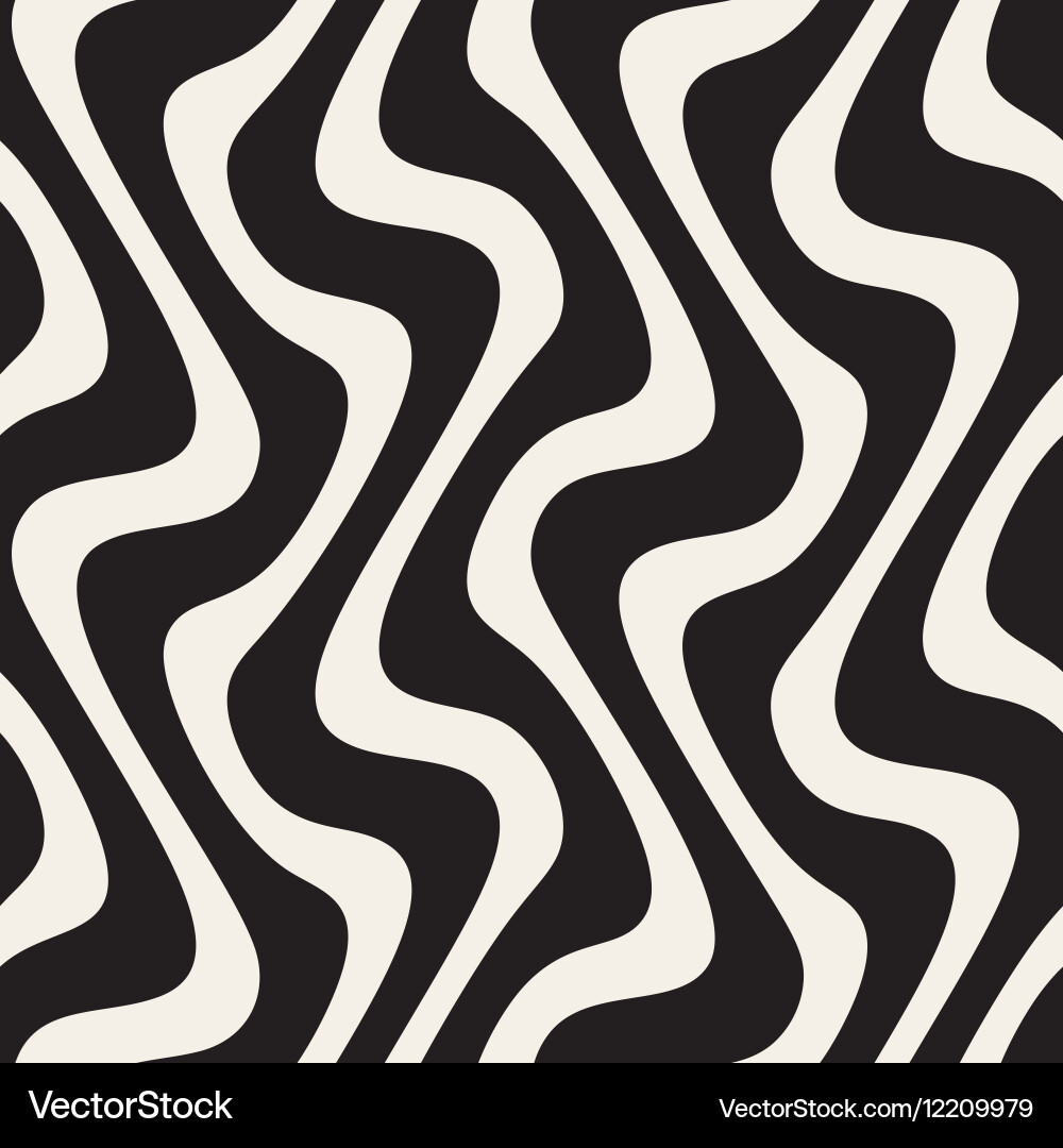 Black and White Wavy Lines Pattern Vector Image