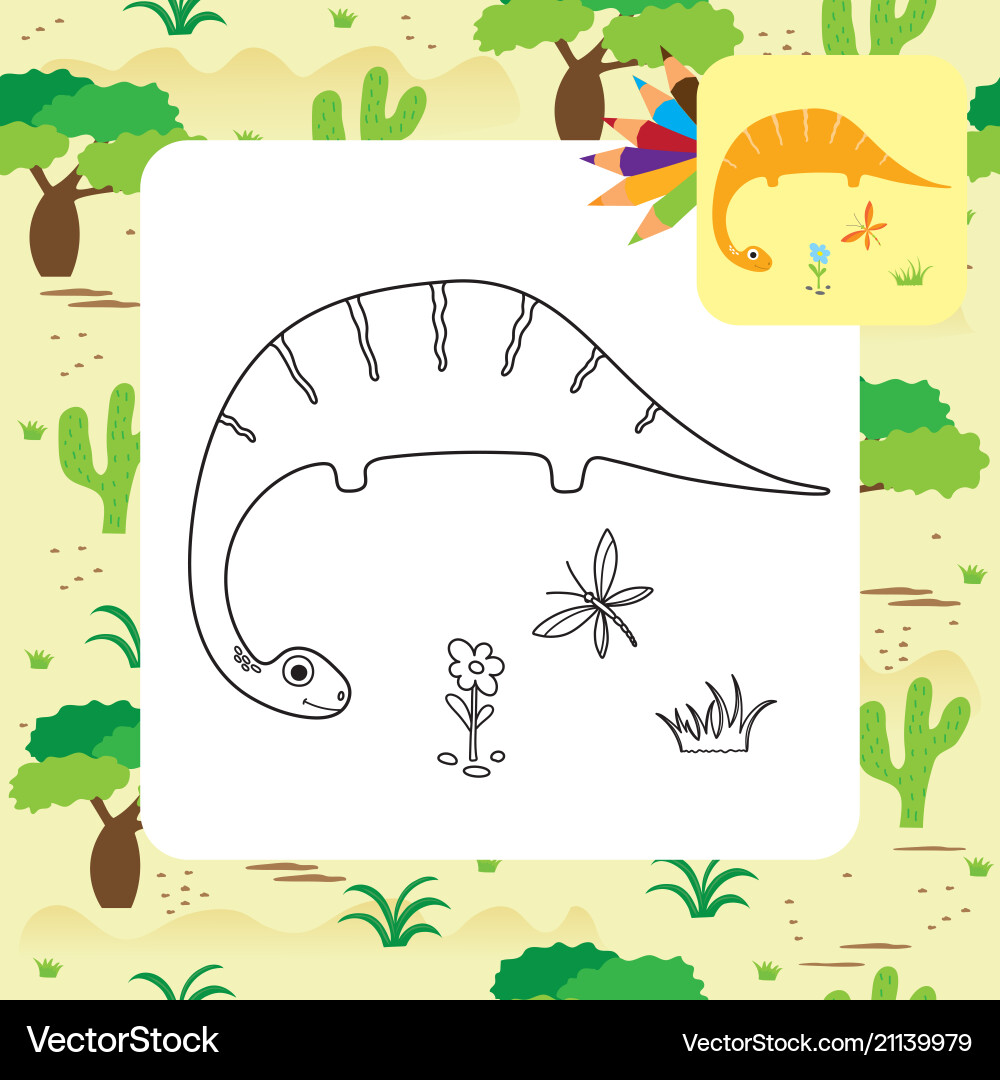 Cute dino coloring book Cute dino coloring book vector image