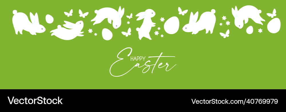 Happy easter paper banner with cute bunnies Happy easter paper banner with cute bunnies vector image