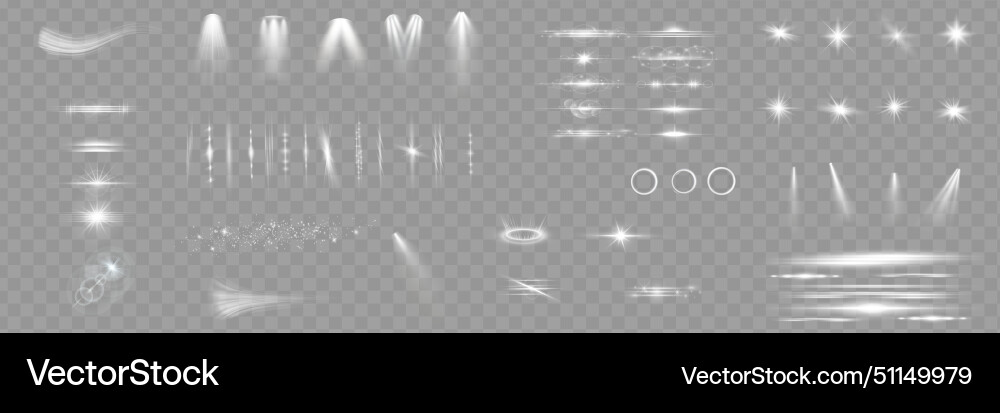 Light effect set glow isolated white transparent Vector Image