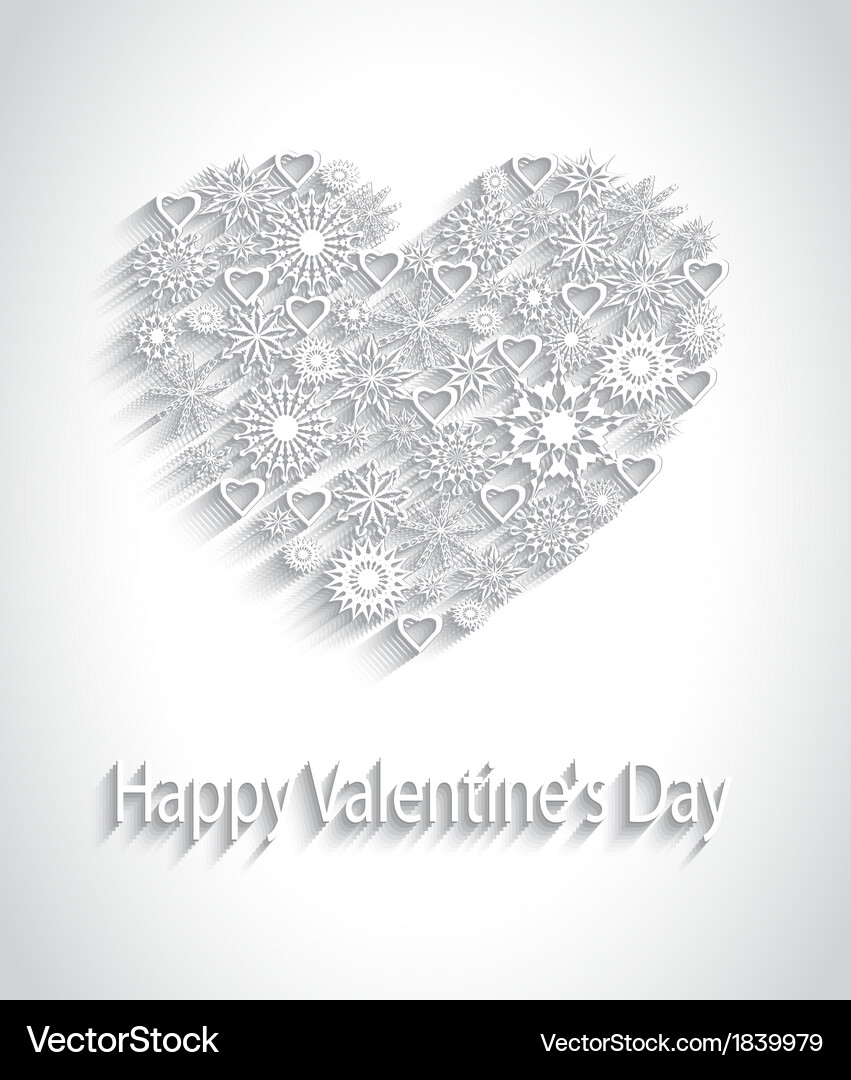 Paper heart with a pattern of snowflakes Vector Image