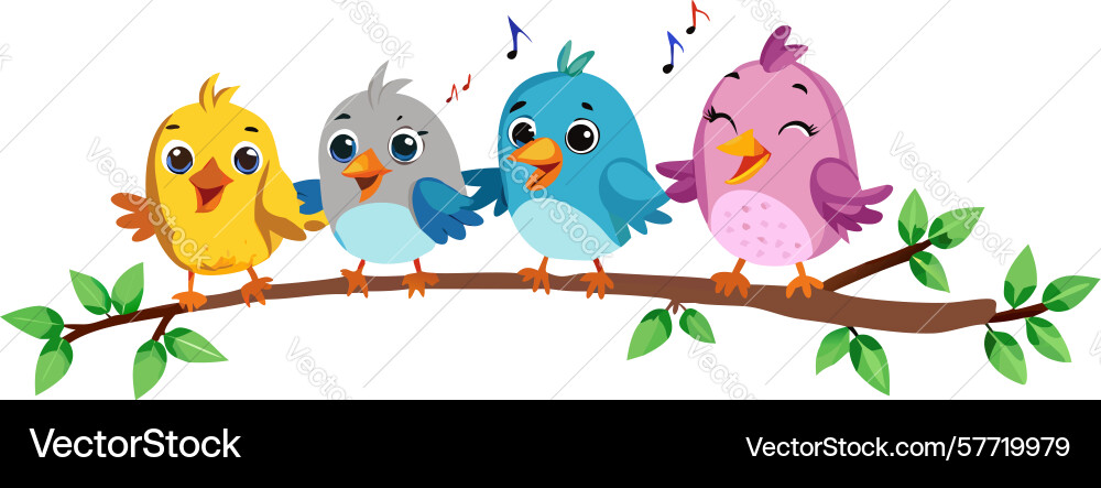 Pastel birds on branch design generative ai vector image