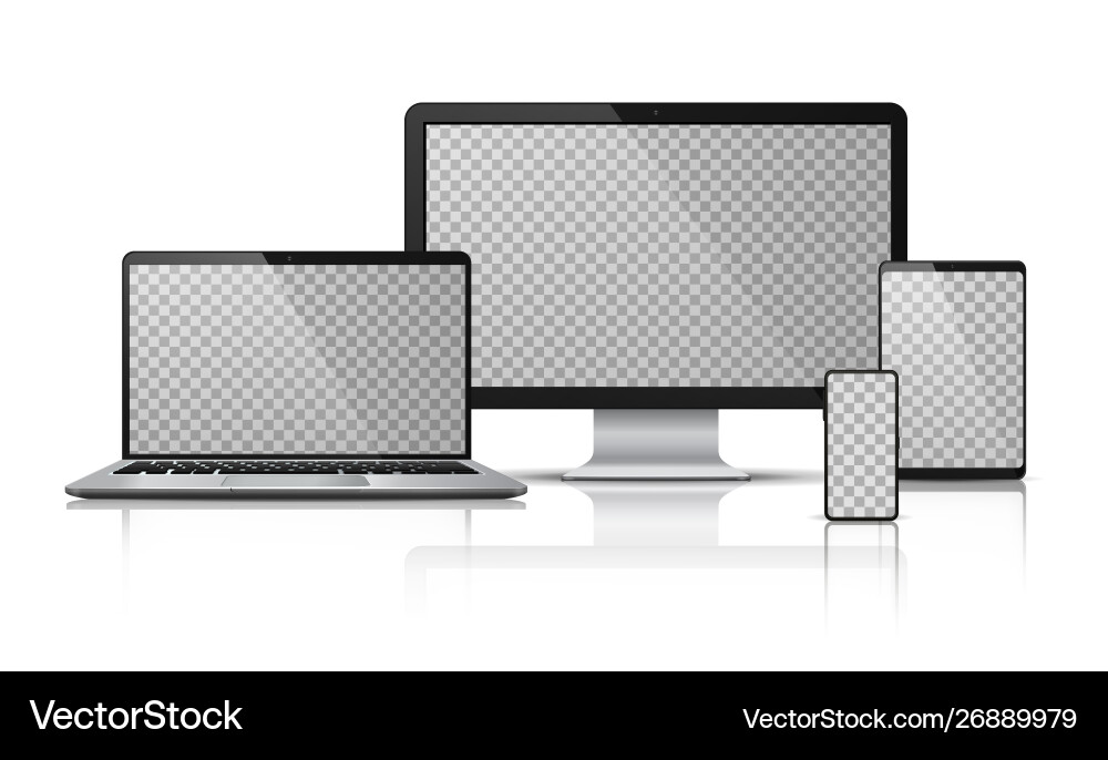 Realistic computer laptop smartphone Royalty Free Vector