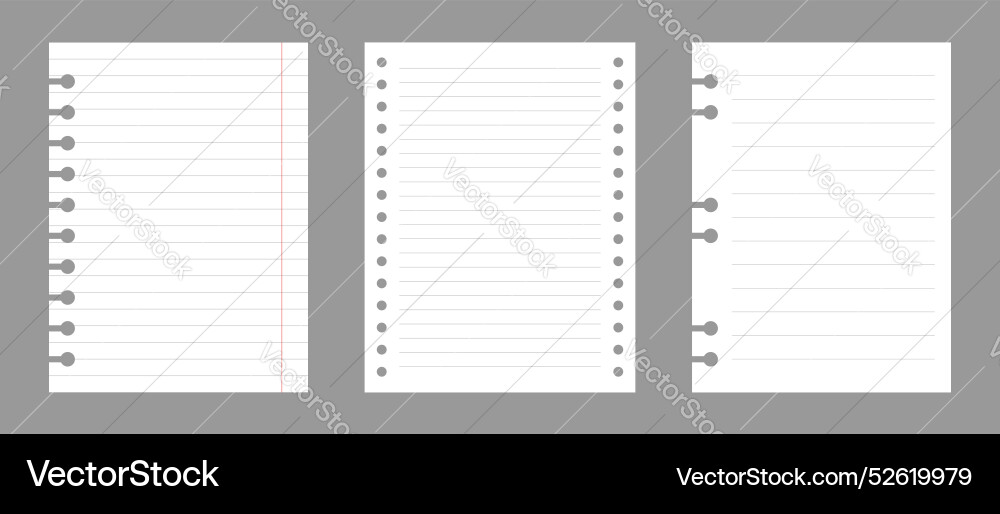 Set of notebook sheets isolated on gray background Vector Image