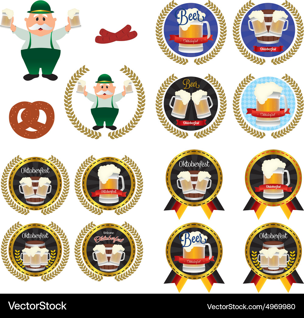 Abstract set oktoberfest objects on a white Vector Image