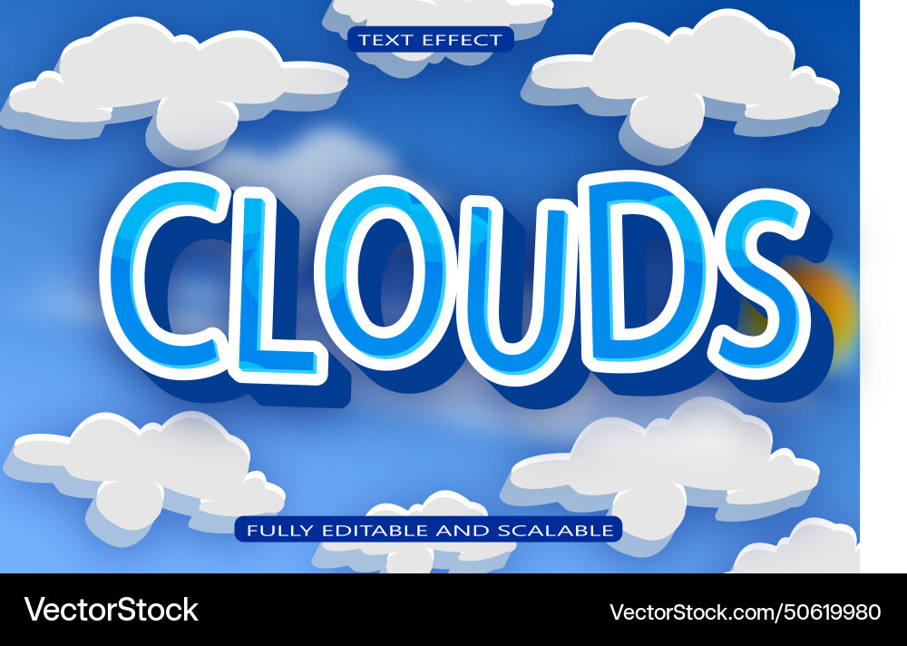 Clouds editable text effect 3 dimension emboss Clouds editable text effect 3 dimension emboss Vector Image