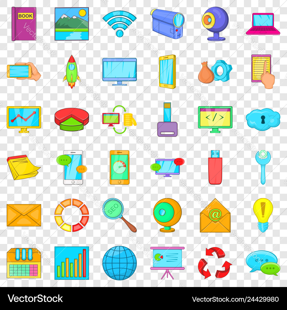 Computer data icons set cartoon style Computer data icons set cartoon style vector image